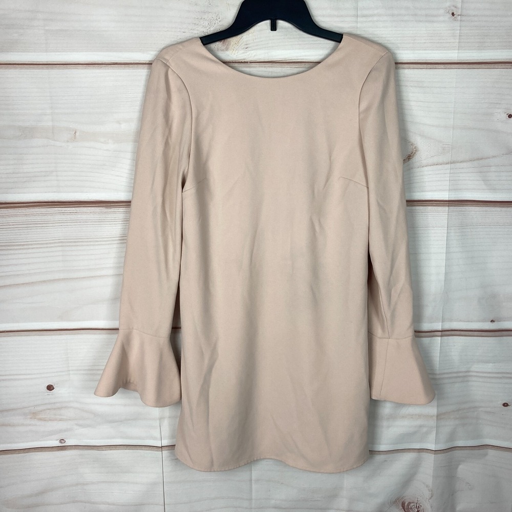 Marciano Dress Womens Small Pink Bell Sleeve Mini Shift Low Back Solid Short